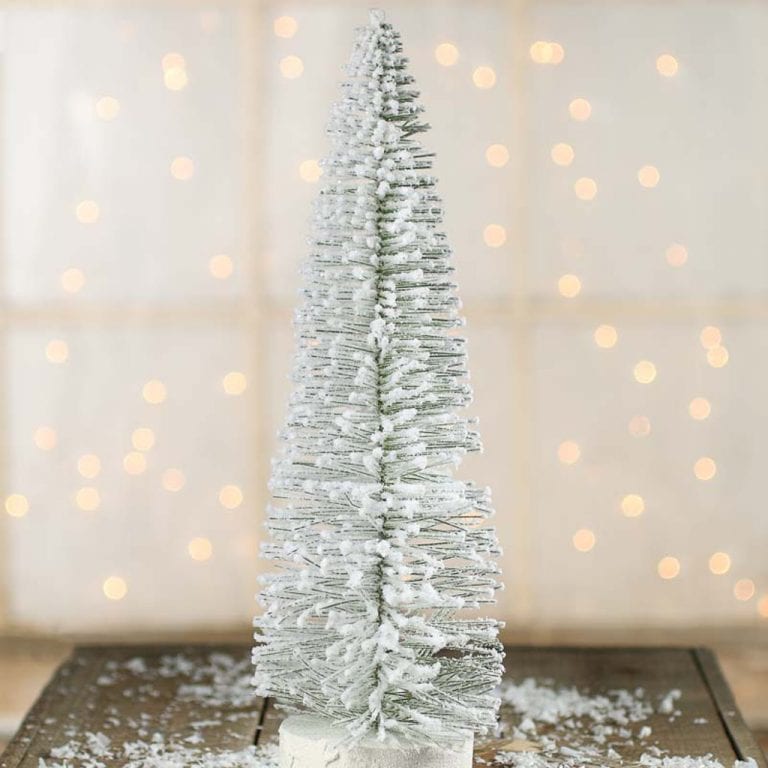 FLOCKED WHITE BOTTLE BRUSH TREE | Black Twine