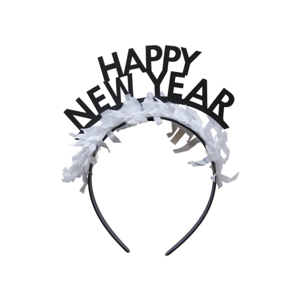 Happy New Year Headband Black Twine